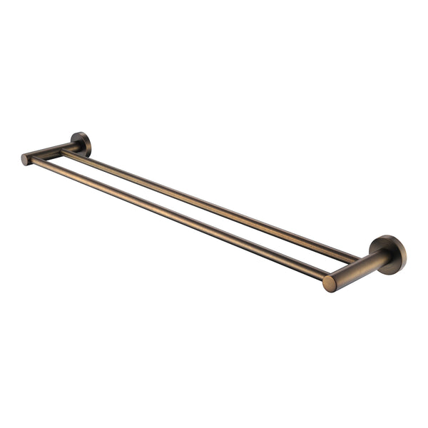 Modern National Star 750mm Mini Double Towel Rail - Antique Brass