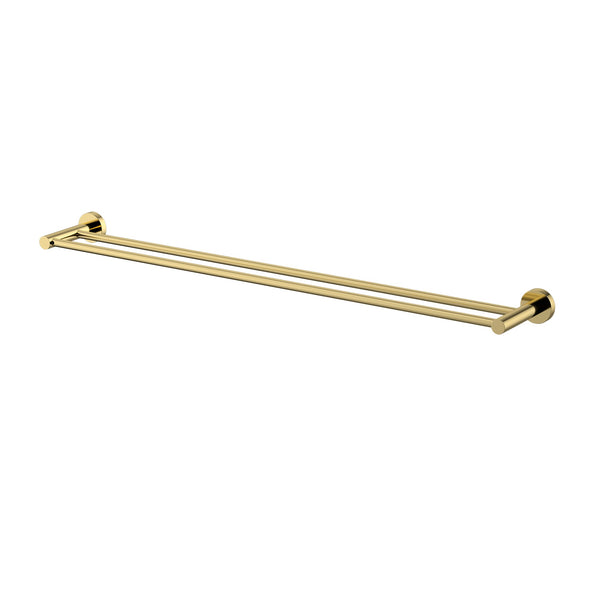 Modern National Mirage 750mm Double Towel Rail - Polished Gold (Polished Brass)
