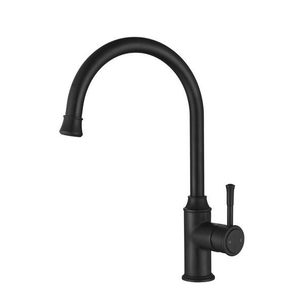 Modern National Montpellier Goose Neck Kitchen Mixer - Matte Black
