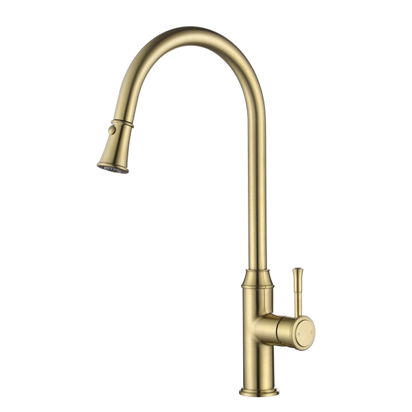 Modern National Montpellier Traditional Pull-Out Kitchen Sink Mixer - Brushed Gold (Brushed Bronze)