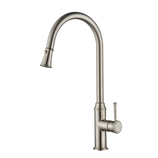 Modern National Montpellier Traditional Pull-Out Kitchen Sink Mixer - Warm Brushed Nickel