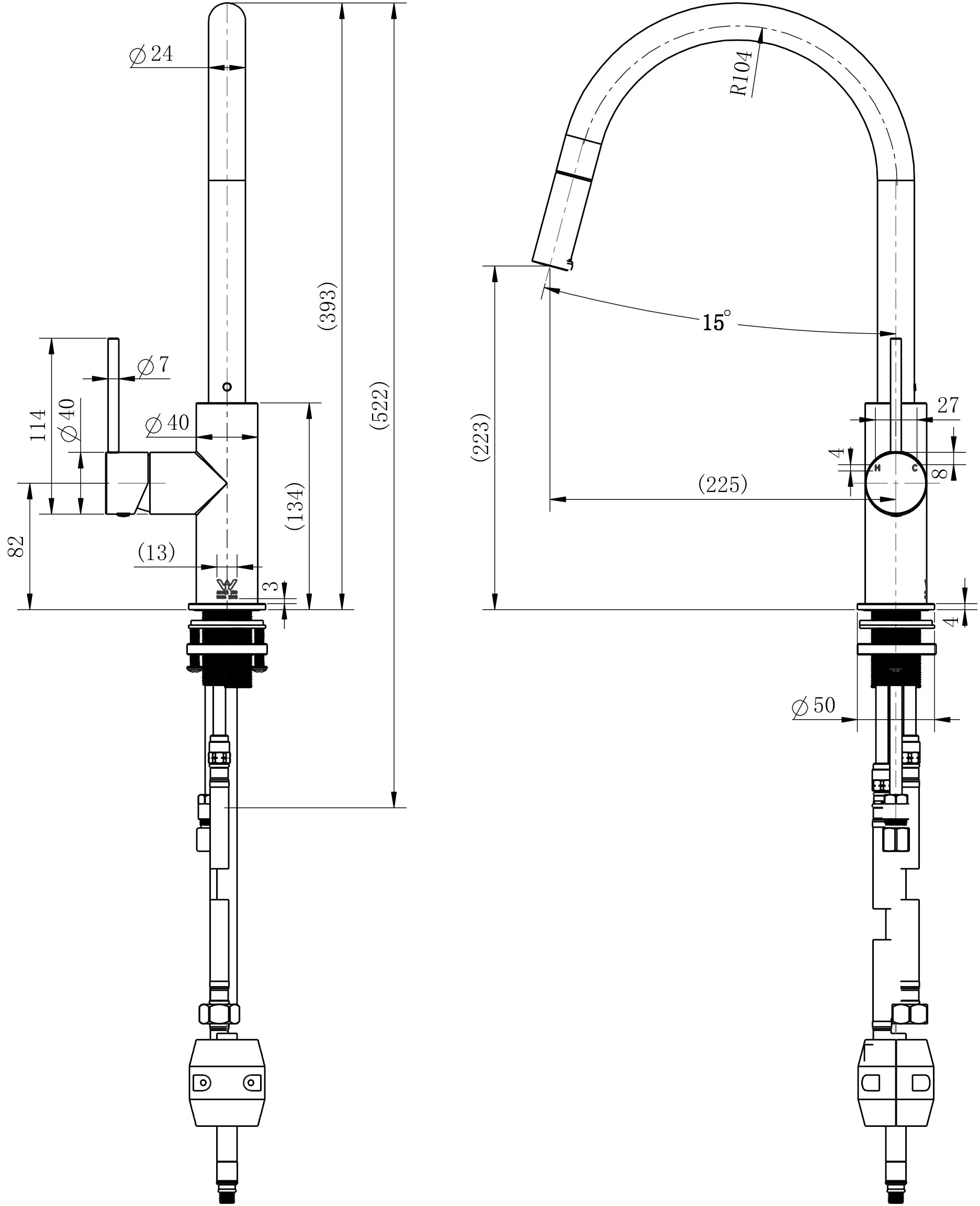 Modern National Star Mini Pull-Out Kitchen Mixer With Knurled Handle — measurement drawing (STRM005.jpg)