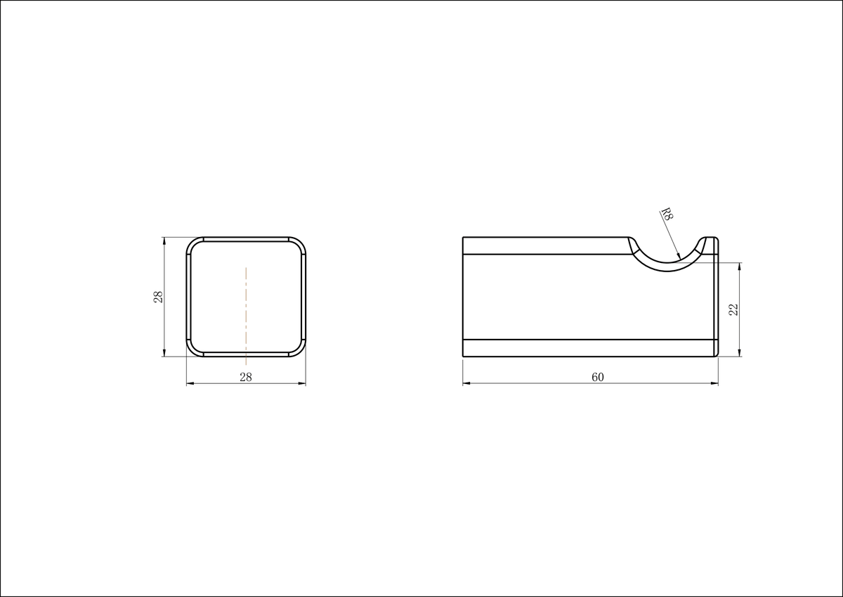 Modern National Nova Single Robe Hook — measurement drawing (NVA53-1953-LINE-DRAWING-1.png)