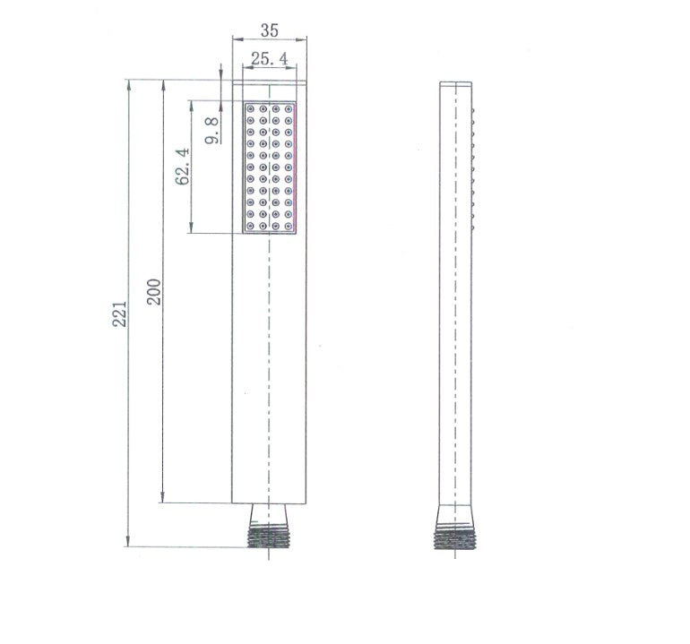 Modern National Microphone Hand Shower Square — measurement drawing (ABS015-1-Line-Drawing.jpg)