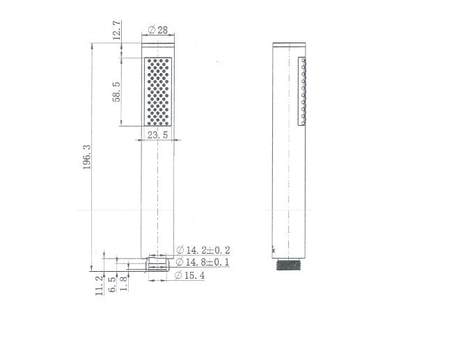 Modern National Round Microphone Hand Shower — measurement drawing (ABR015-1-Line-Drawing.jpg)