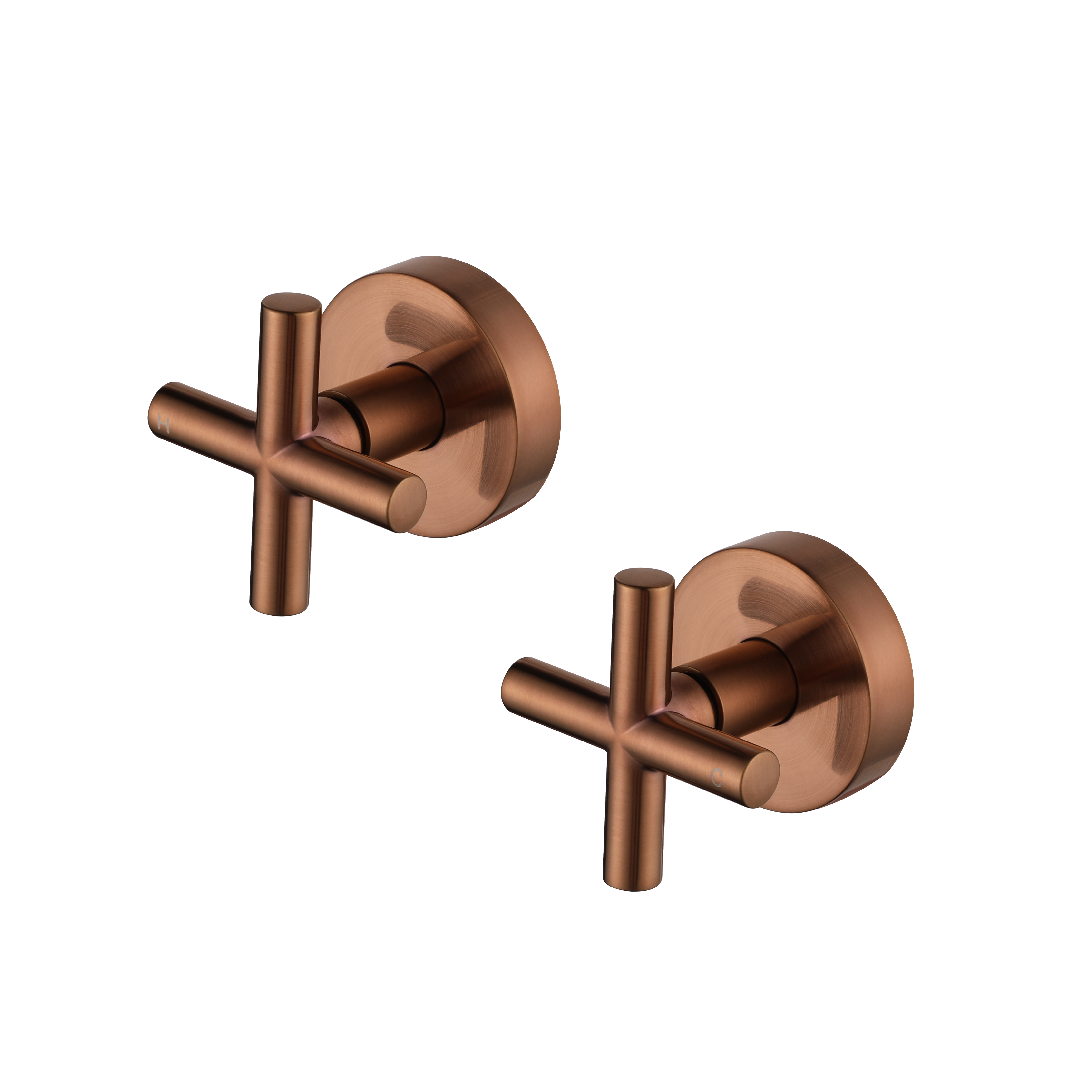 Modern National Cross Handle Ryker Wall Tap Set 1/4 Turn - Champagne — RYK017CM