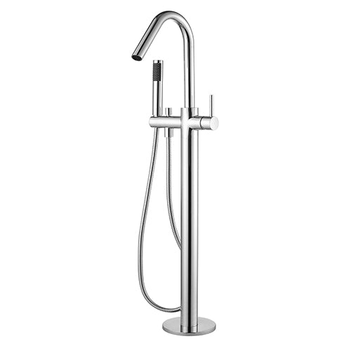Modern National Star Round Floor Mixer with Hand Shower - Chrome