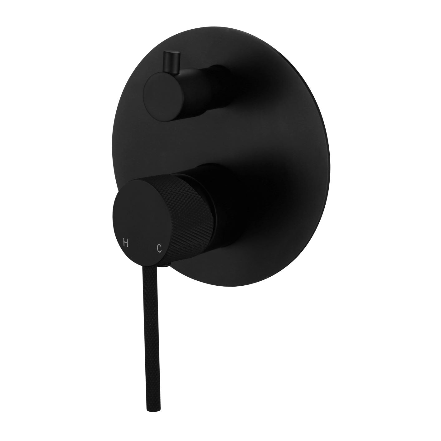 Modern National Star Mini Shower Diverter Mixer with Knurled Handle - Matte Black — STRM009BK+STRM009BK-H2