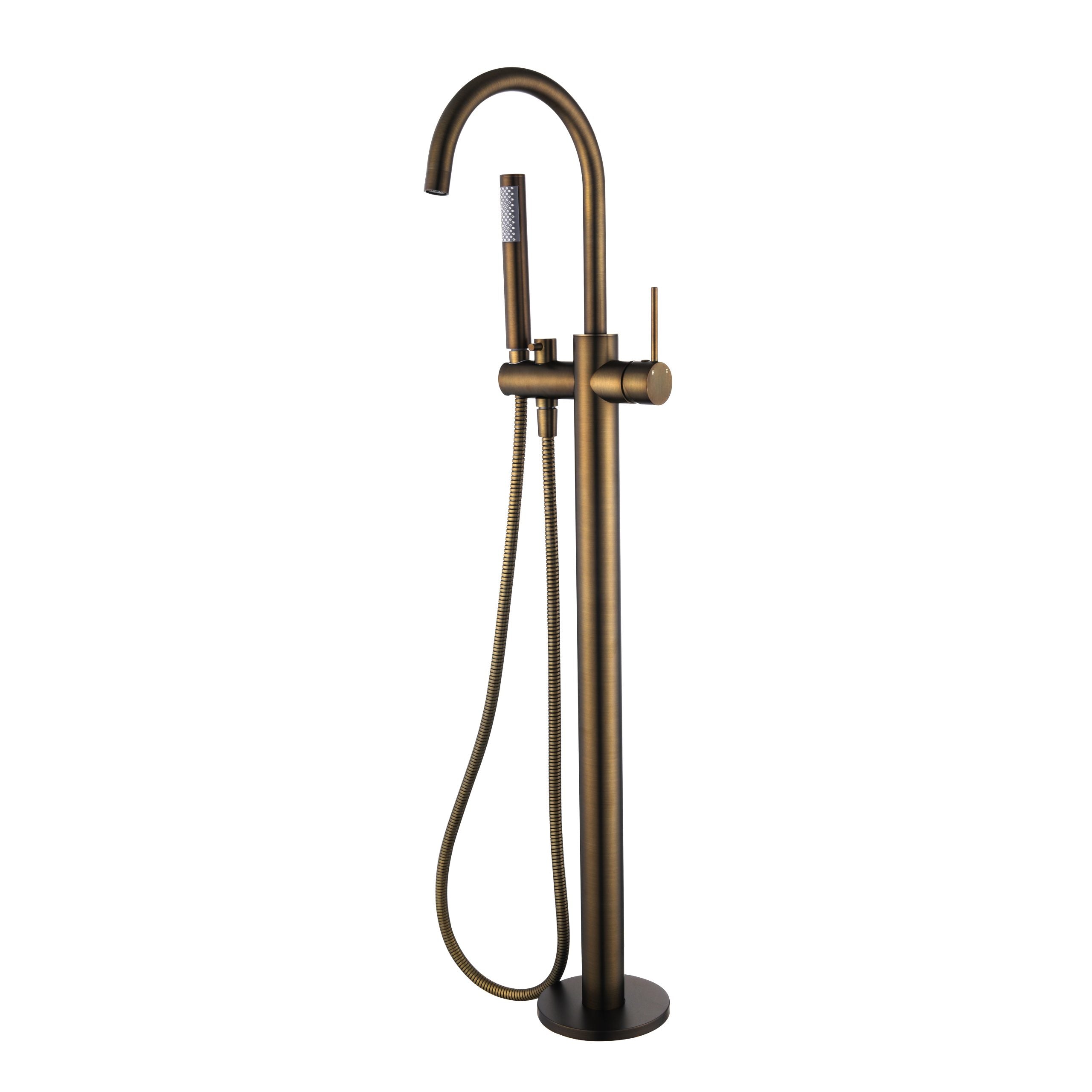 Modern National Star Mini Freestanding Bath Mixer with Hand Shower - Antique Brass — STRM012-3AB