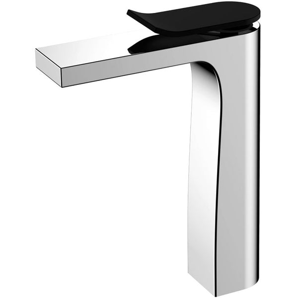 Fienza Lincoln Tall Basin Mixer - Chrome / Matte Black Handle