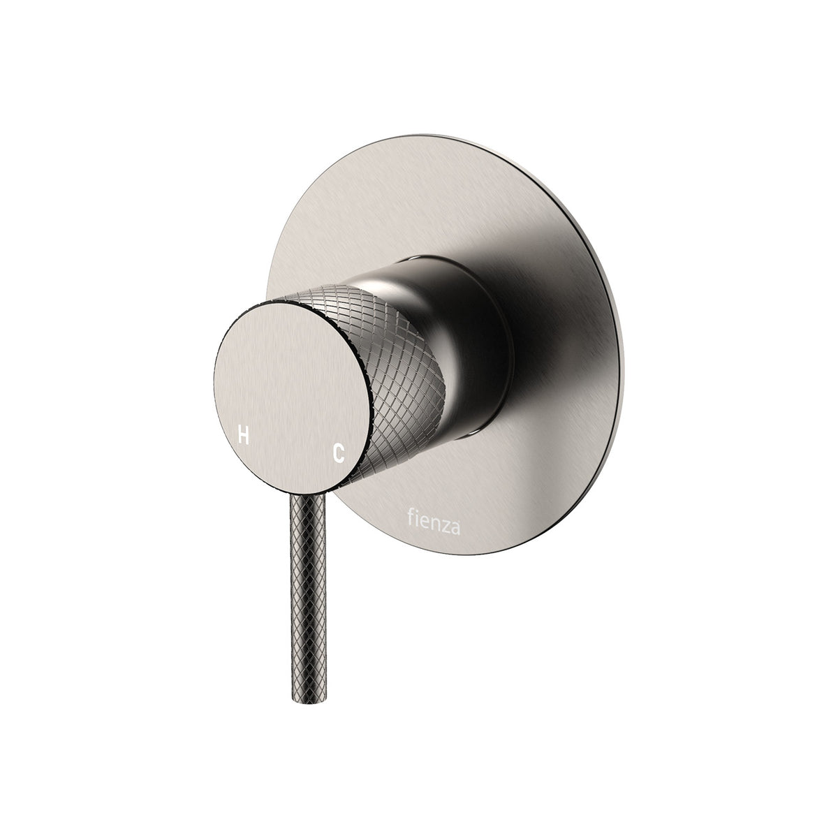 Fienza Axle Wall Mixer, Large Round Plate - Brushed Nickel