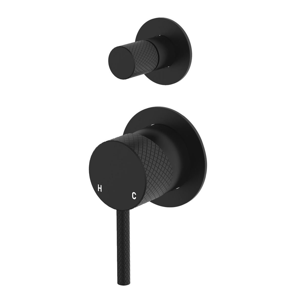 Fienza Axle Wall Diverter Mixer, Small Round Plates - Matte Black