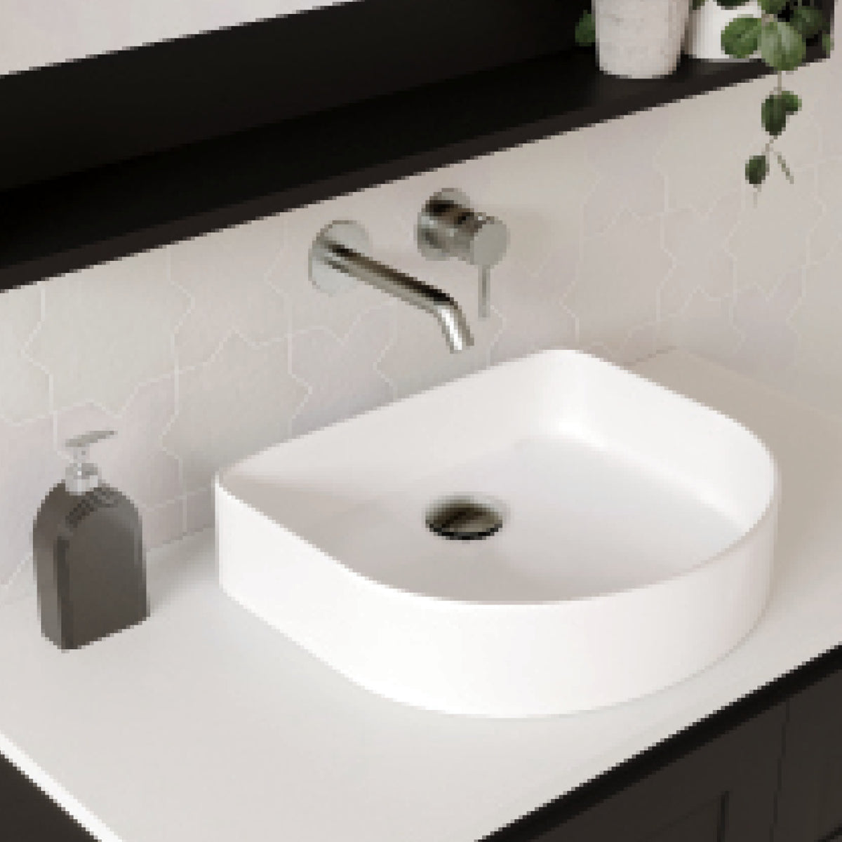 Fienza Axle Wall Basin/Bath Mixer Set, Round Plates, 200mm Outlet - Brushed Nickel