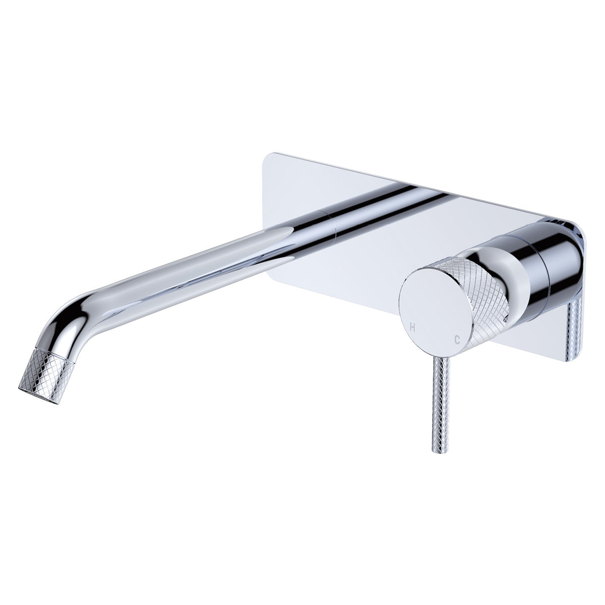 Fienza Axle Wall Basin/Bath Mixer Set, Rectangular Plate, 200mm Outlet - Chrome