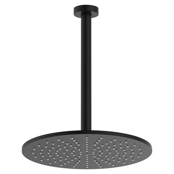 Fienza Empire Slim Ceiling Shower Head and Arm Set 303mm Head, 300mm Arm - Matte Black