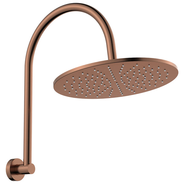 Fienza Empire Slim Curved Shower Head and Arm Set - Brushed Copper