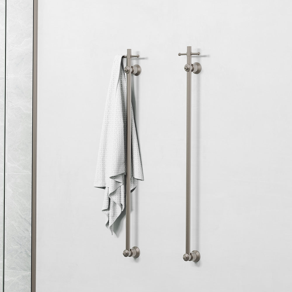 Lillian Vertical Heated Towel Rail, 93 x 1000mm, Brushed Nickel - product view 5