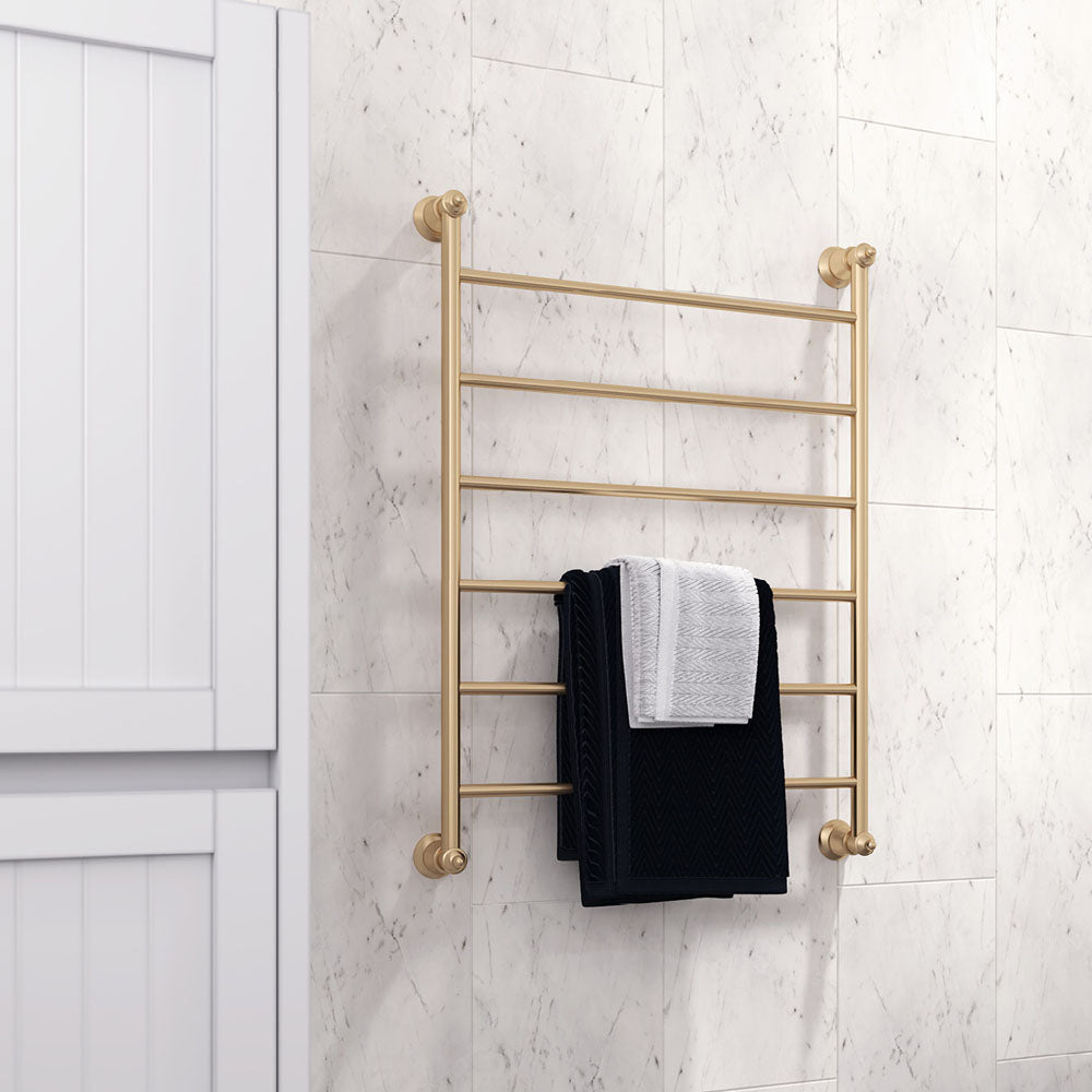 Lillian Heated Towel Rail, 600 x 800mm, Urban Brass - product view 6