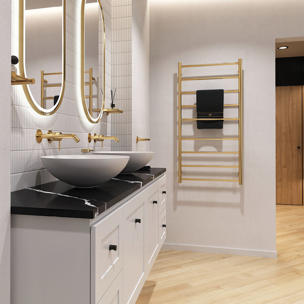 Kaya Heated Towel Rail, 600 x 1200mm, Urban Brass - product view 4