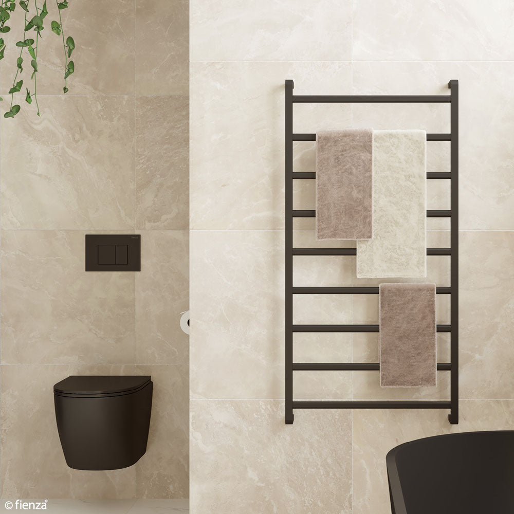 Koko Heated Towel Rail, 600 x 1200mm, Matte Black - product view 4