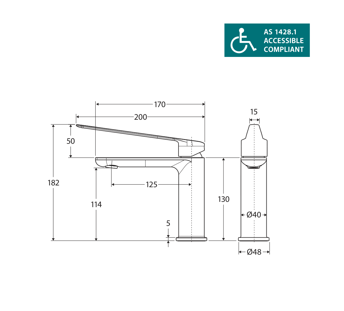 Fienza 234103D-LF, 234103DB-LF, 234103DCO-LF, 234103DBN-LF, 234103DUB-LF measurement drawing in millimetres