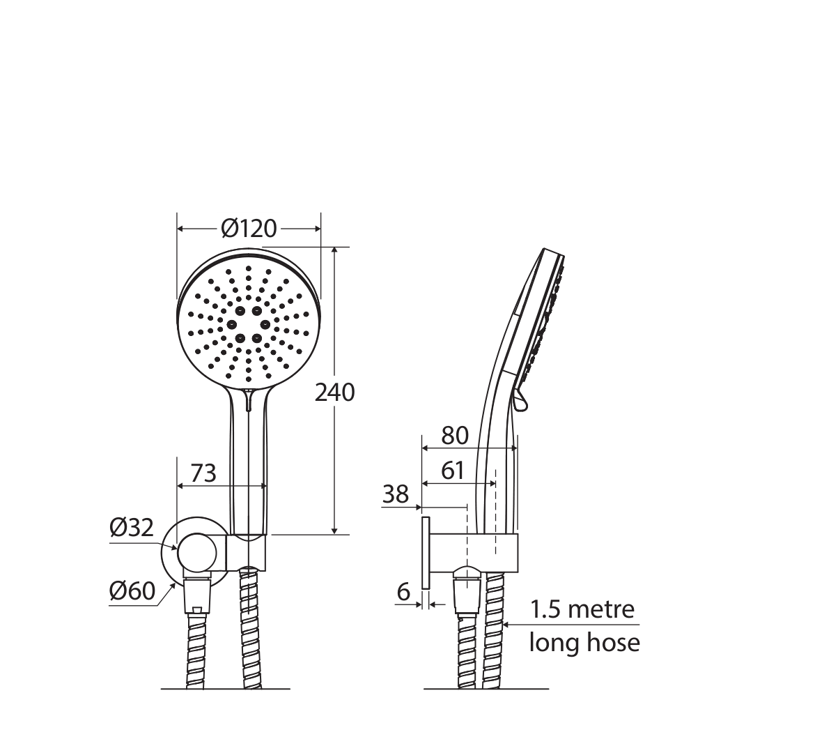 Fienza 433202GM measurement drawing in millimetres