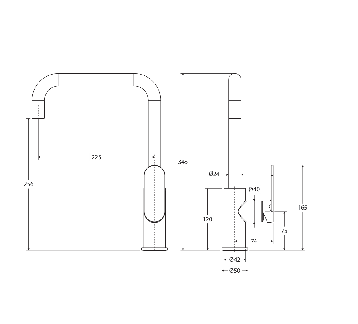 Fienza 234105GM-LF measurement drawing in millimetres