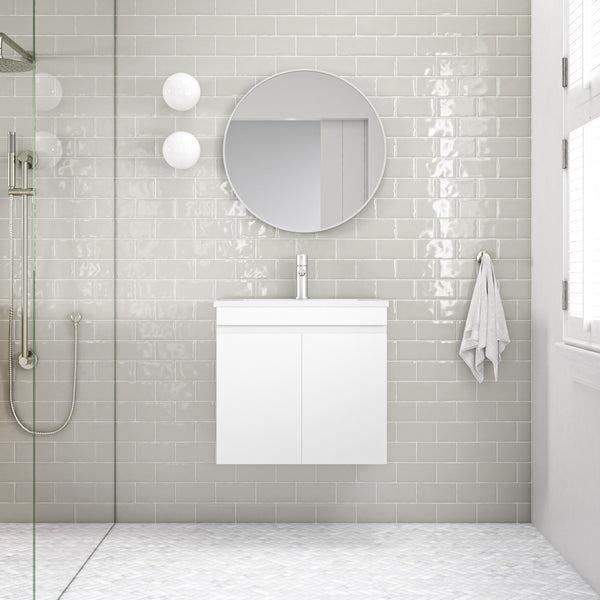 600mm PVC Wall Mounted Ceramic Top Vanity with Basin