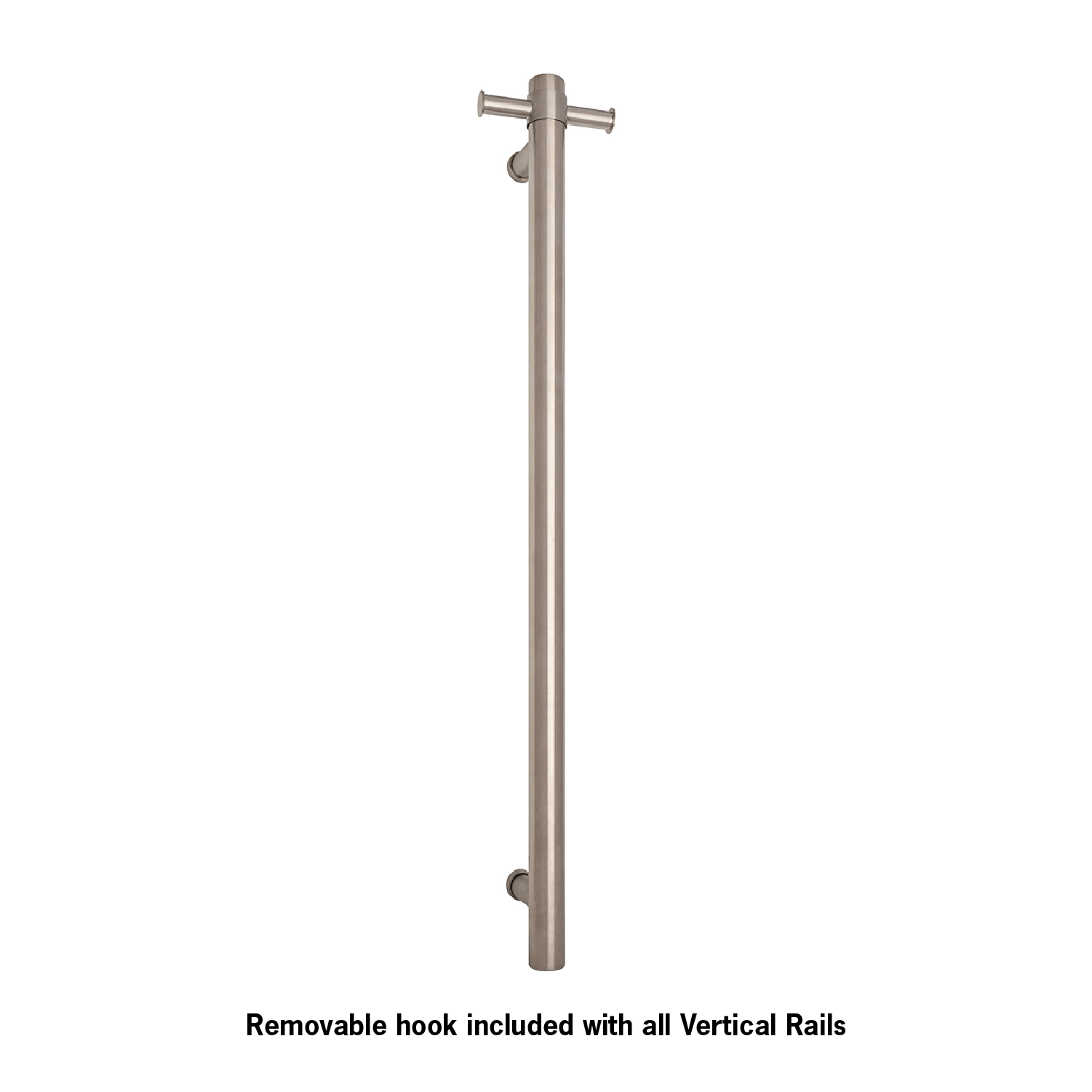 VS900HBR Brushed Round Vertical Single Heated Towel Rail