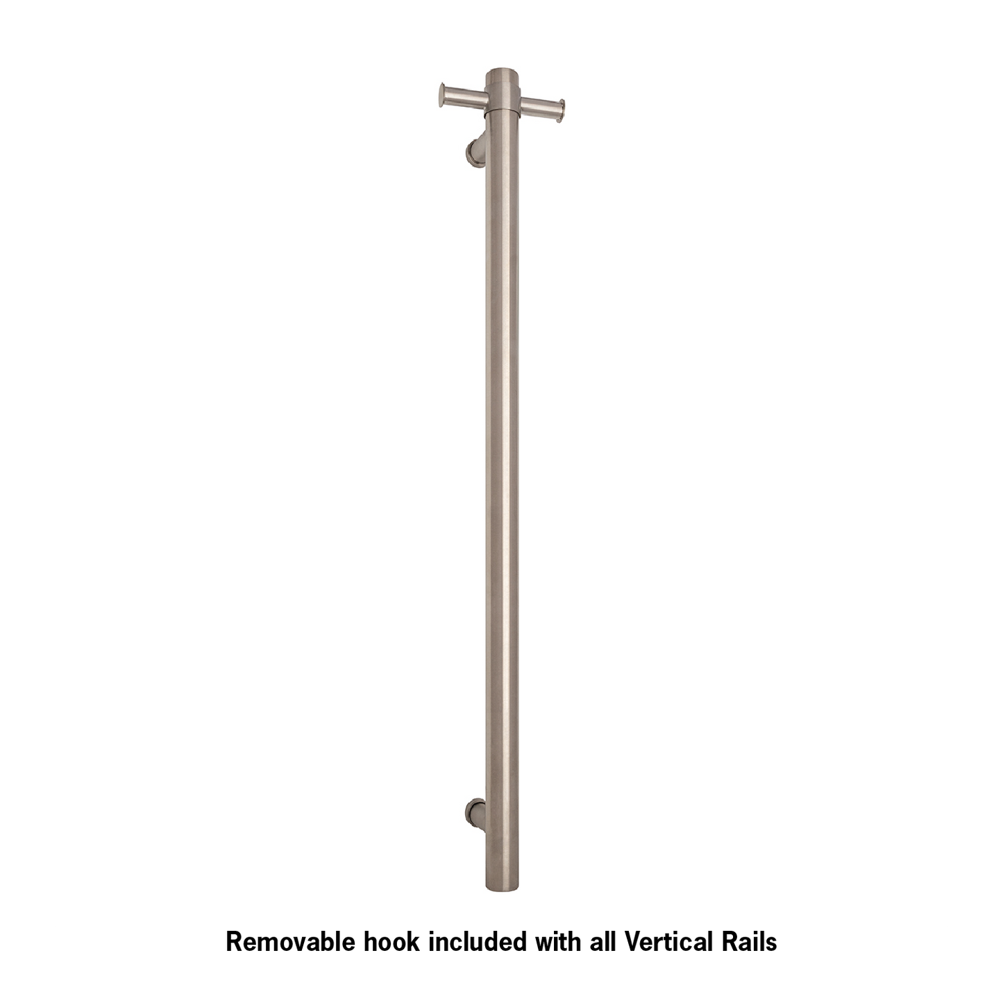 VS900HBR Brushed Round Vertical Single Heated Towel Rail