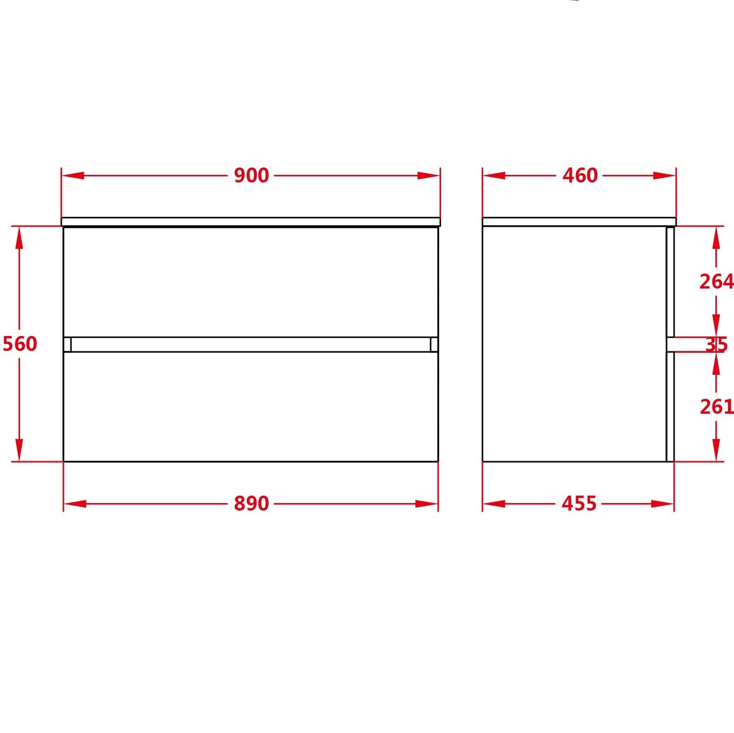 Stella PVC 900 Oak Wall Hung Vanity