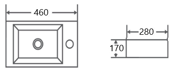 Ovia 460x280x170mm Counter Top Wall Hung Basin
