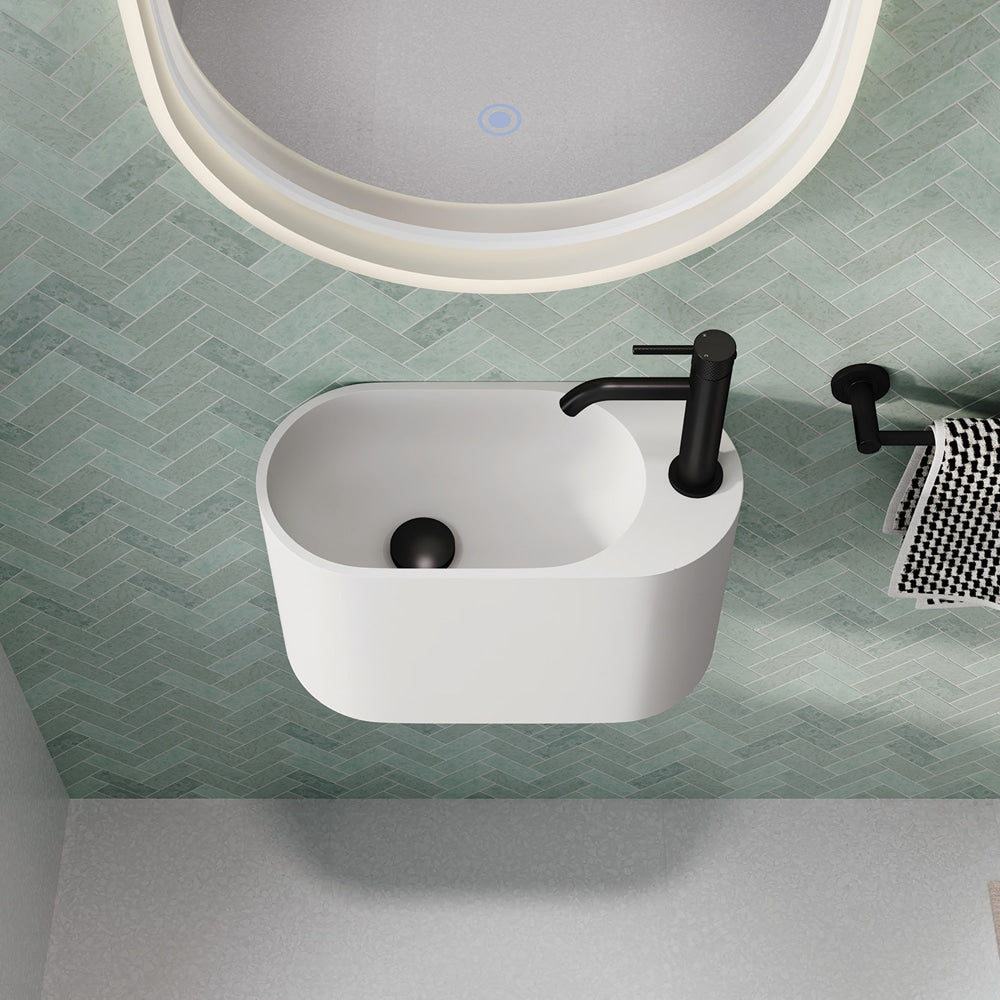 Fienza Ari Solid Surface Wall Basin, 1 Tap Hole