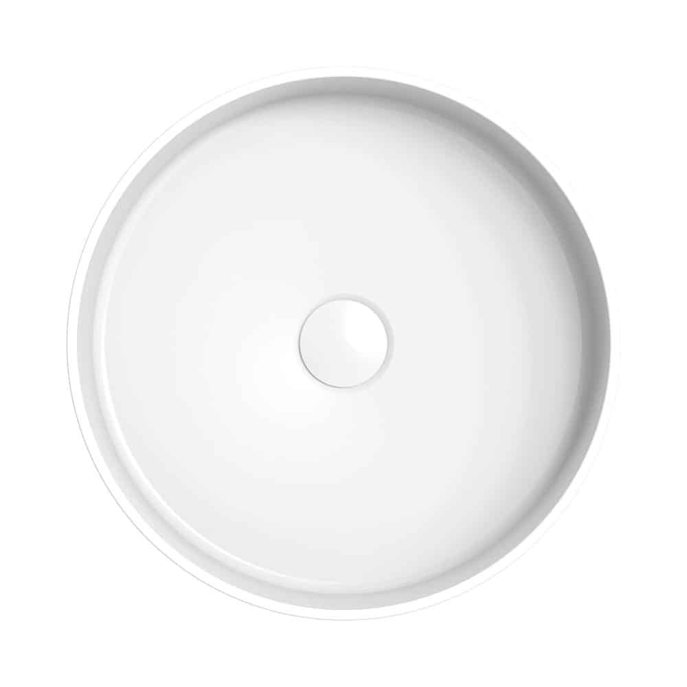 Fienza Minka Round Solid Surface Above Counter Basin, Matte White
