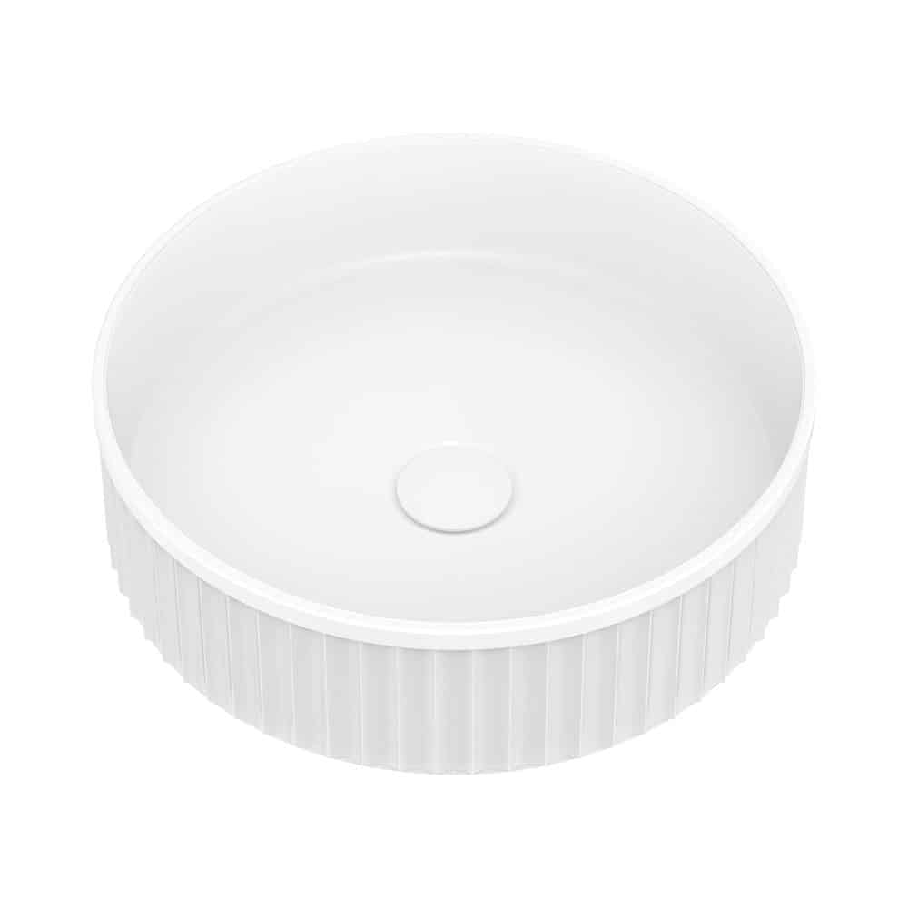 Fienza Minka Round Solid Surface Above Counter Basin, Matte White