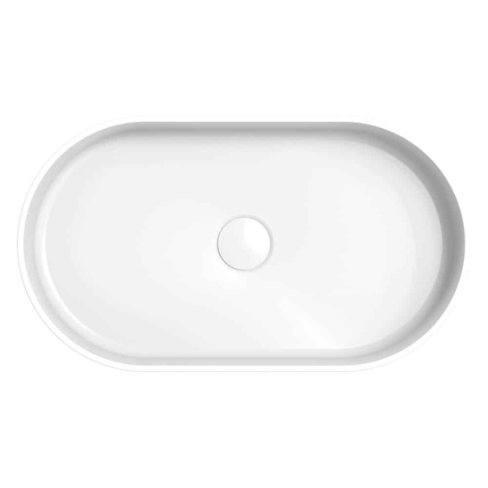 Fienza Minka Pill Oval Solid Surface Above Counter Basin, Matte White