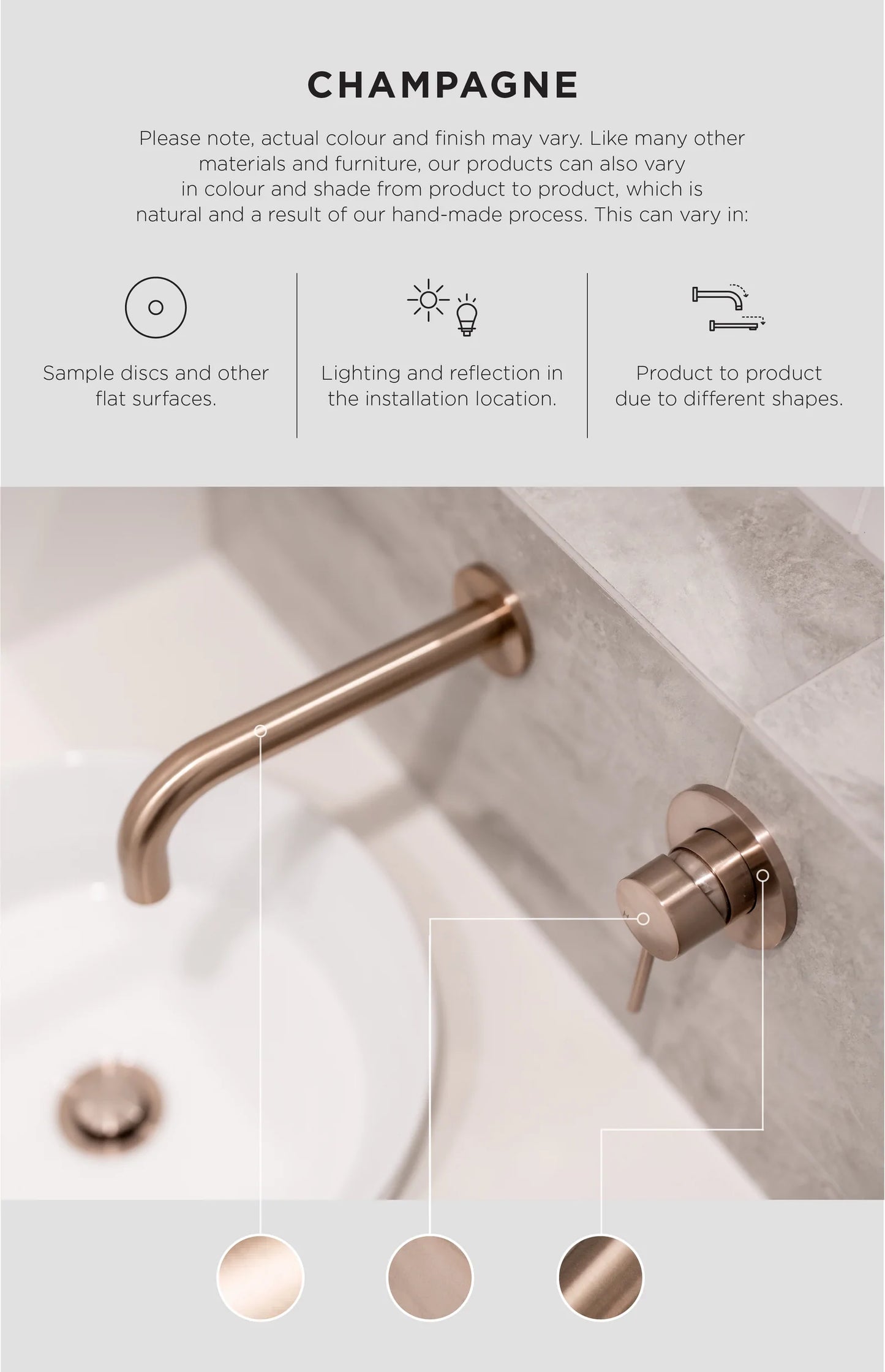 Meir Round Wall Shower Arm 400mm Champagne