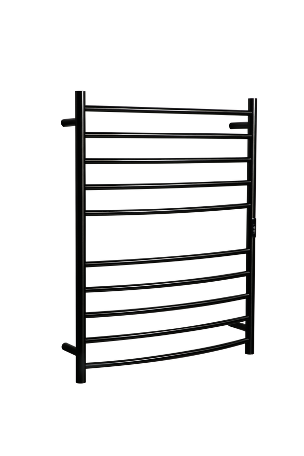 Hotwire Curved Round Heated Towel Rail 10 Bars Gun Metal 900hx700w Inc Timer
