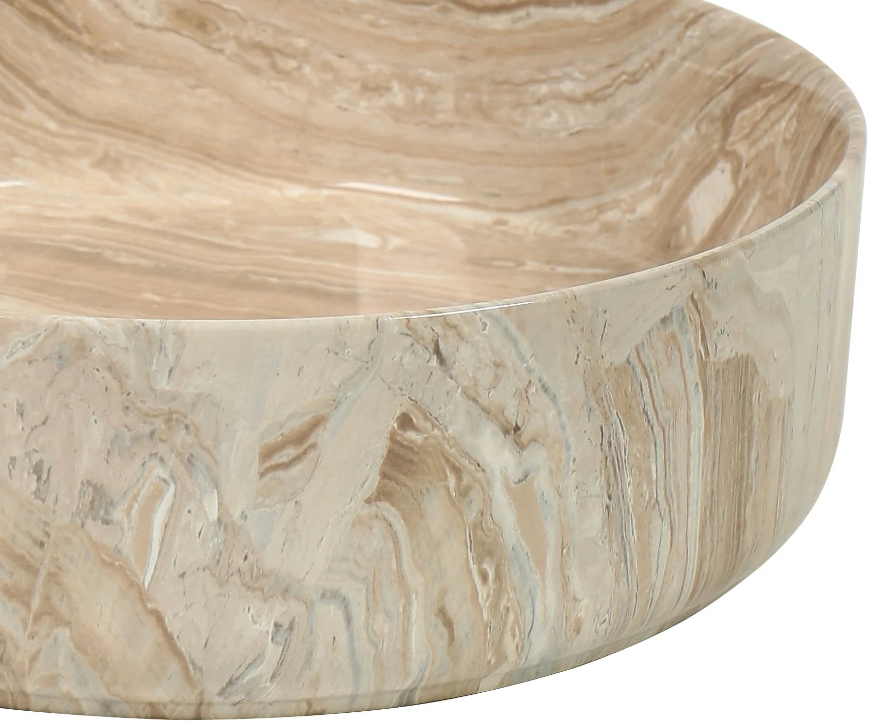 Ovia Claya Marvane-40 Round Above Counter Basin Gloss Stone Marble