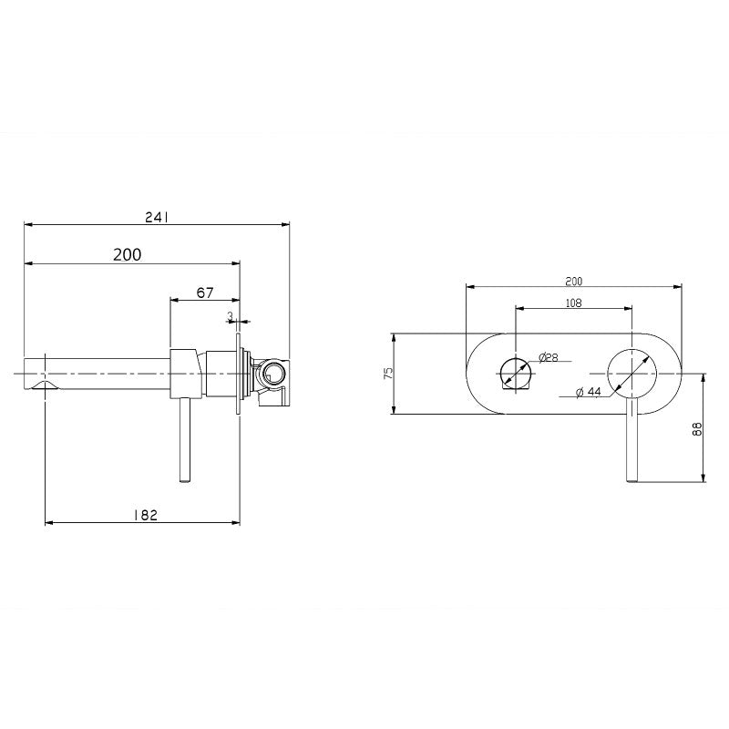 Euro Matt Black Round Bathtub/Basin Wall Mixer With Spout