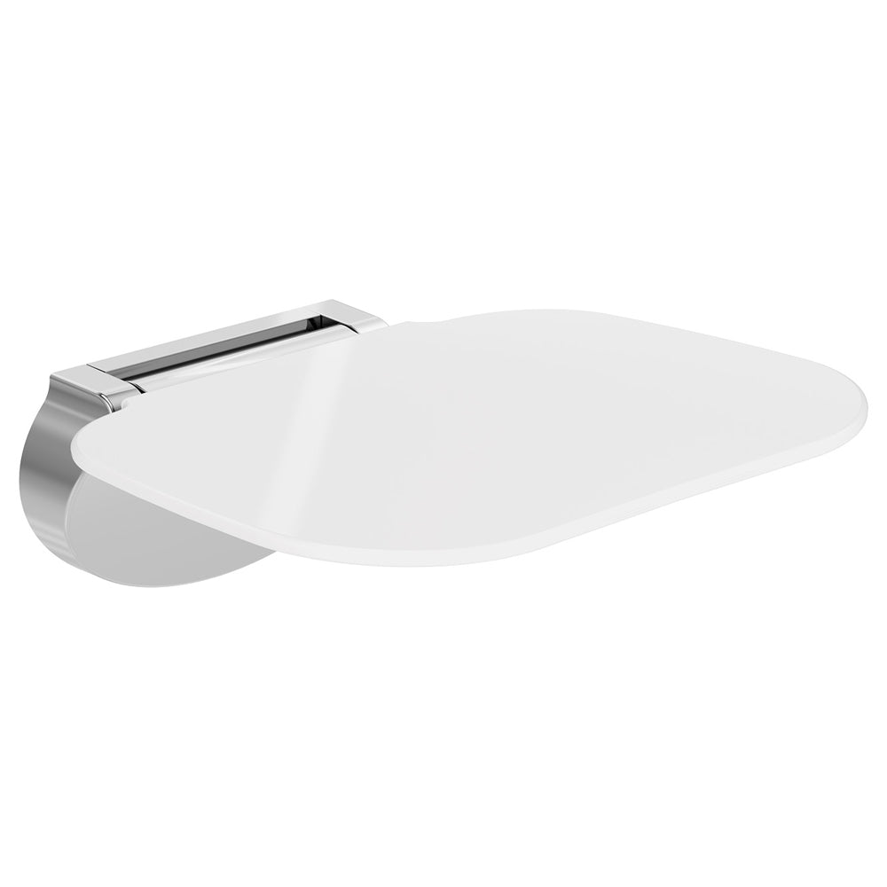 Fienza Care Folding Shower Seat, Chrome Base, Satin White Seat