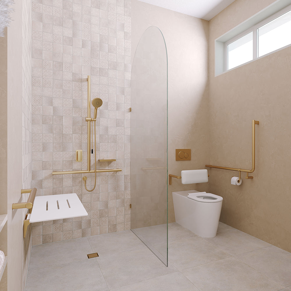 Fienza 90° Care Slimline Left-Hand Grab Rail, Urban Brass — image 3