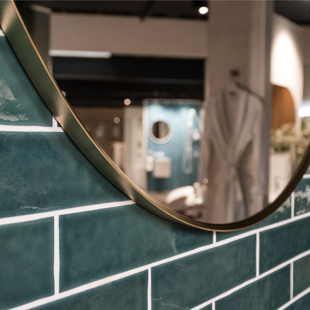 Reba Urban Brass Framed Round Mirror 800mm