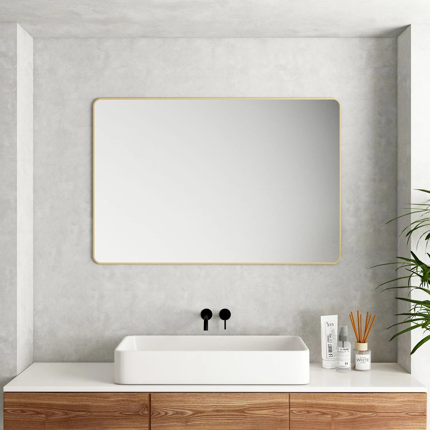Aluminum Framed 1200mm Rectangular Mirror - Brushed Gold