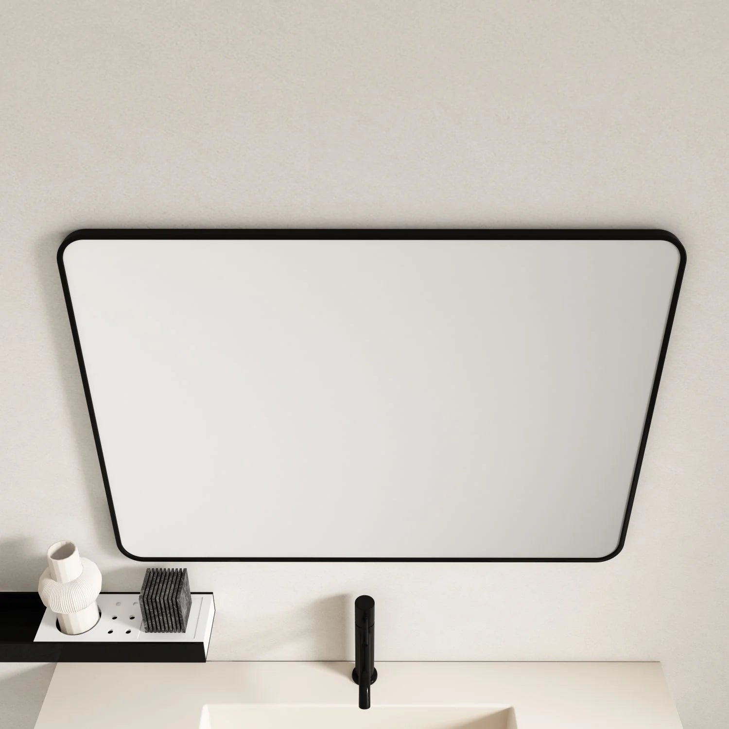 Aluminum Framed 600mm Rectangular Mirror- Matt Black
