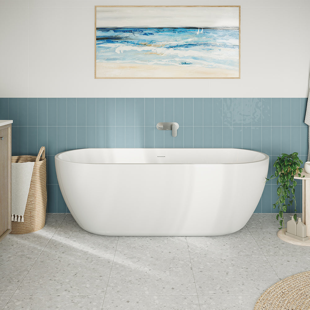 Fienza Dalia Back-to-Wall Acrylic Bath with Overflow, 1700mm