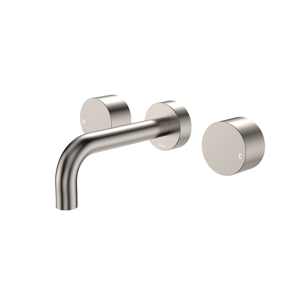 Fienza Kaya Wall Set - Round Taps - 130mm Outlet - Brushed Nickel 338102BN-130-LF