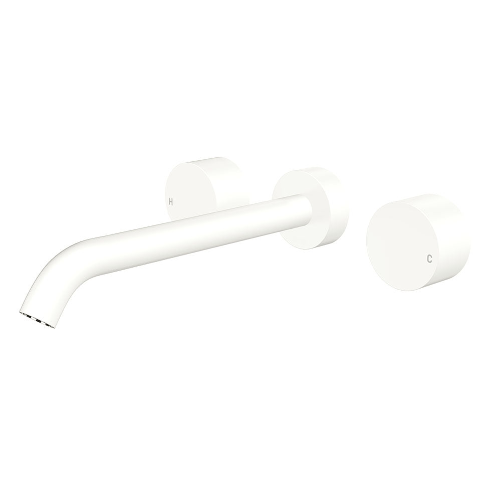 Fienza Kaya Wall Set - Round Taps - 220mm Outlet - Matte White 338102MW-220