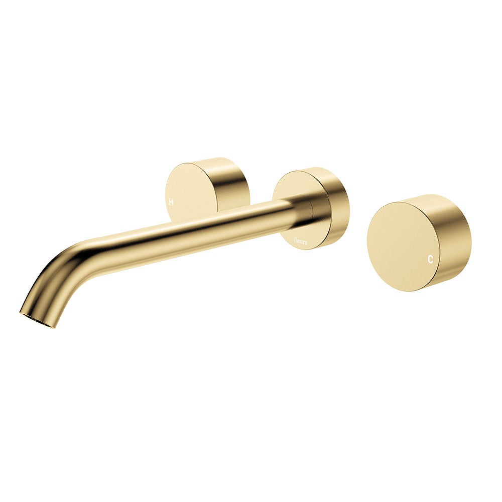 Fienza Kaya Wall Set - Round Taps - 220mm Outlet - Urban Brass 338102UB-220-LF
