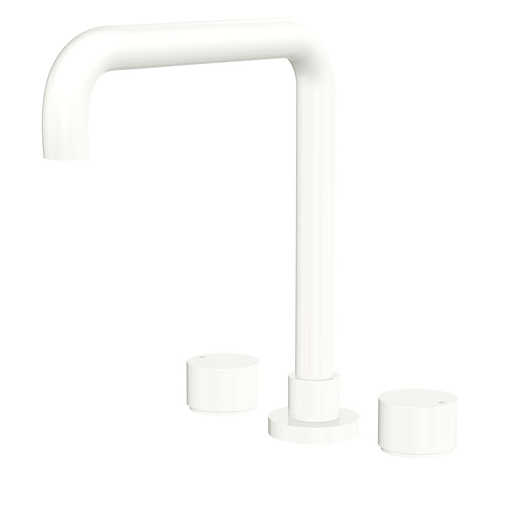 Fienza Kaya Squareline Hob Set - Round Taps - Matte White 338106MW-LF